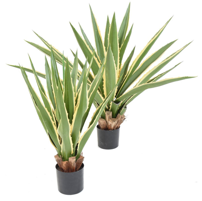 Agave Artificiale Indoor Outdoor 80Cm Verde Giallo