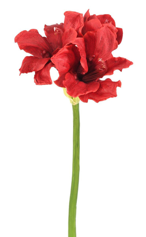 Amaryllis Artificiale Rosso 2 Fiori 1 Bocciolo 66 Cm