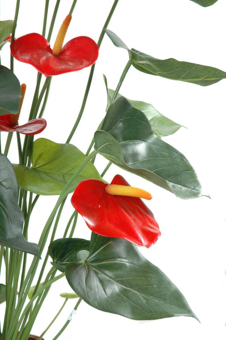 Anthurium Artificiale Rosso In Vaso 75Cm Decorazione Interni
