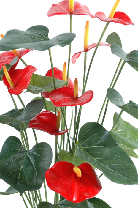Anthurium Artificiale Rosso In Vaso 75Cm Decorazione Interni