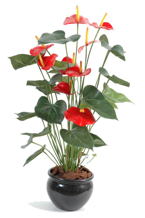 Anthurium Artificiale Rosso In Vaso 75Cm Decorazione Interni