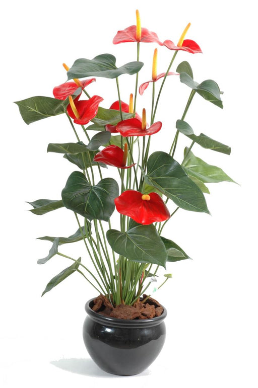 Anthurium Artificiale Rosso In Vaso 75Cm Decorazione Interni