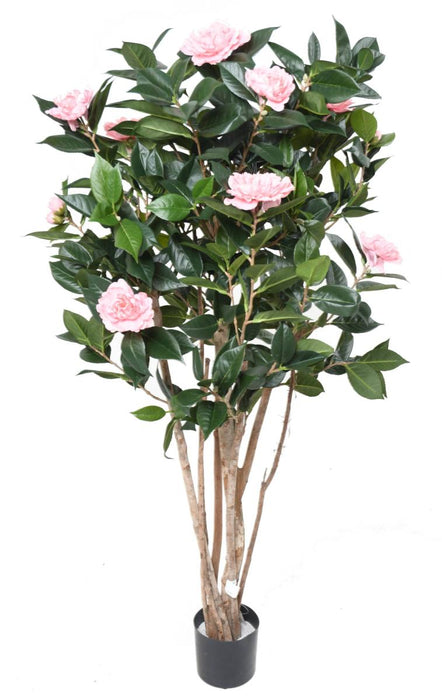 Albero Di Camelia Artificiale 130 Cm Fiori Rosa Per Interni