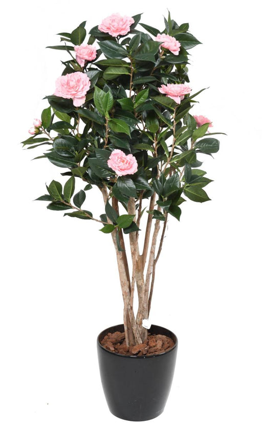 Albero Di Camelia Artificiale 130 Cm Fiori Rosa Per Interni