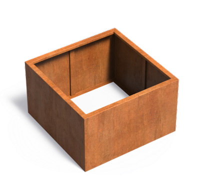 Fioriera Quadrata In Acciaio Corten Arrugginito 100X60 Cm
