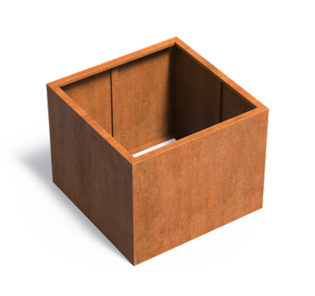 Fioriera Quadrata In Acciaio Corten Arrugginito 100X80 Cm
