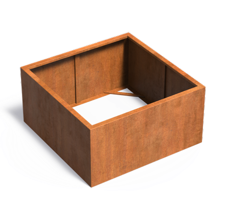 Fioriera Quadrata In Acciaio Corten Arrugginito 120X60Cm