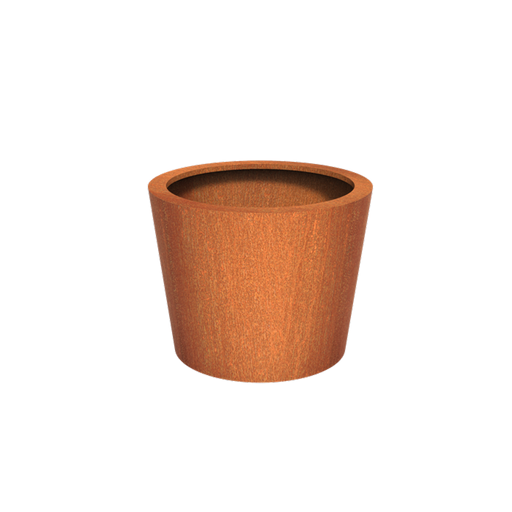 Fioriera Conica Cado In Acciaio Corten Arrugginito