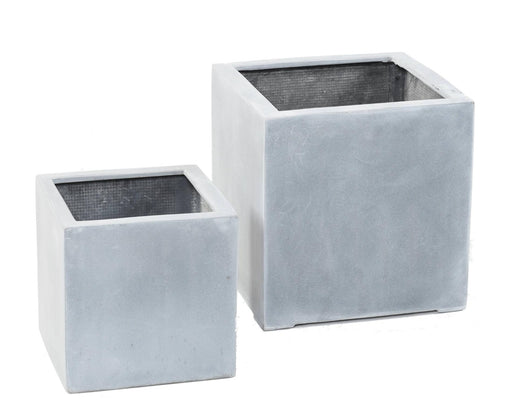 Fioriera Cubo Grigio H.20Cm In Fiberstone