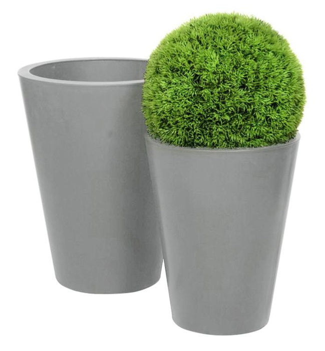 Fioriera Rotonda Conica Alta 54X40Cm Fiberstone Grigio