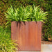 Pattumiera Quadrata In Acciaio Corten Aspetto Ruggine 100X60Cm