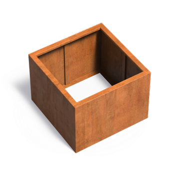 Vassoio Quadrato In Acciaio Corten Per Giardino Terrazzo 80X60 Cm