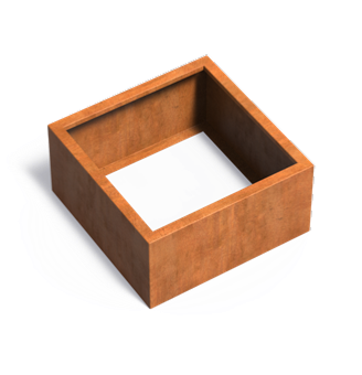 Vassoio Quadrato In Acciaio Corten Per Piante Da Terrazzo Giardino