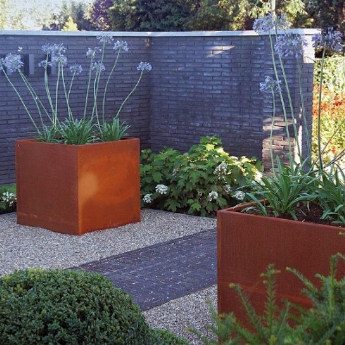 Vassoio Cubo In Acciaio Corten Effetto Arrugginito 40Cm