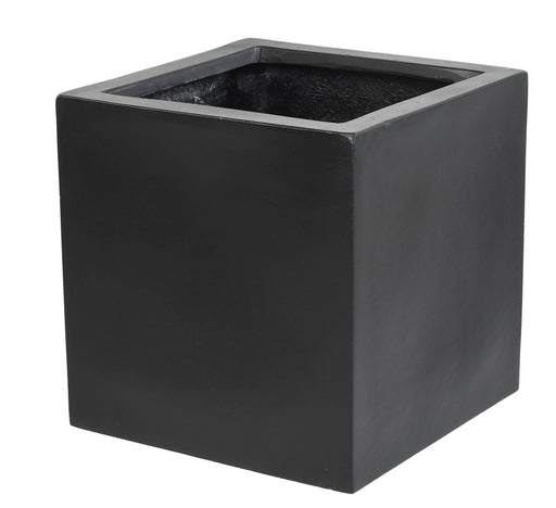 Vassoio Cubo Nero H.60Cm In Fiberstone Per Piante