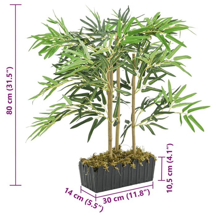 Bambù Artificiale 368 Foglie 80 Cm Verde