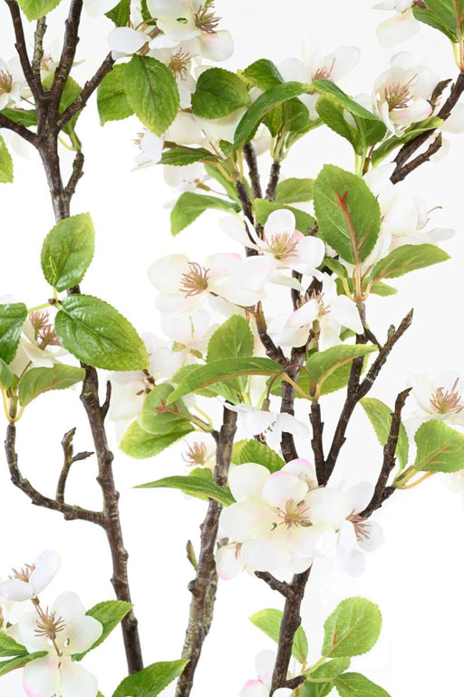 Ramo Di Melo Artificiale 125 Cm Fiori Bianchi