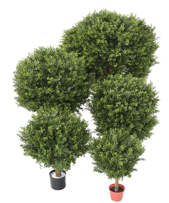 Topiaria In Legno Di Bosso Artificiale Uv Per Giardino H82Cm Verde