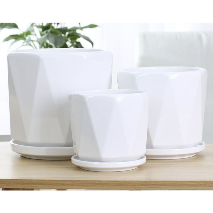 Vaso Per Piante In Ceramica Bianca Vicky