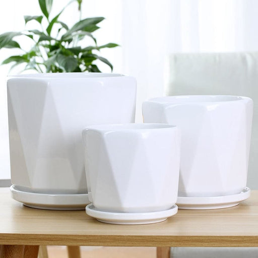 Vaso Per Piante In Ceramica Bianca Vicky