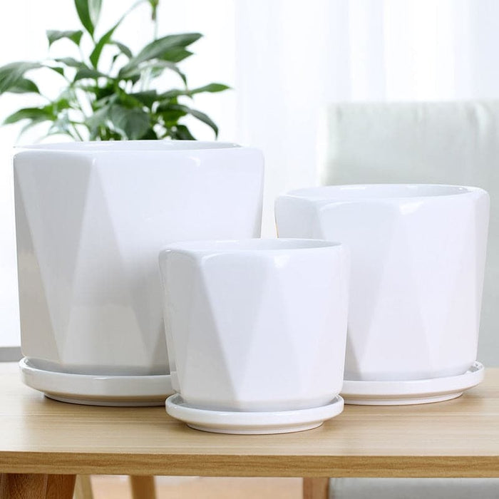 Vaso Per Piante In Ceramica Bianca Vicky