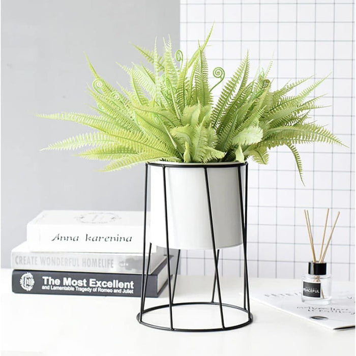 Fioriera Cache In Ceramica Geometrica Bianca