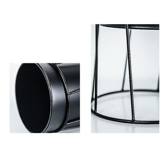 Fioriera Con Piedistallo In Ceramica Geometrica Nera