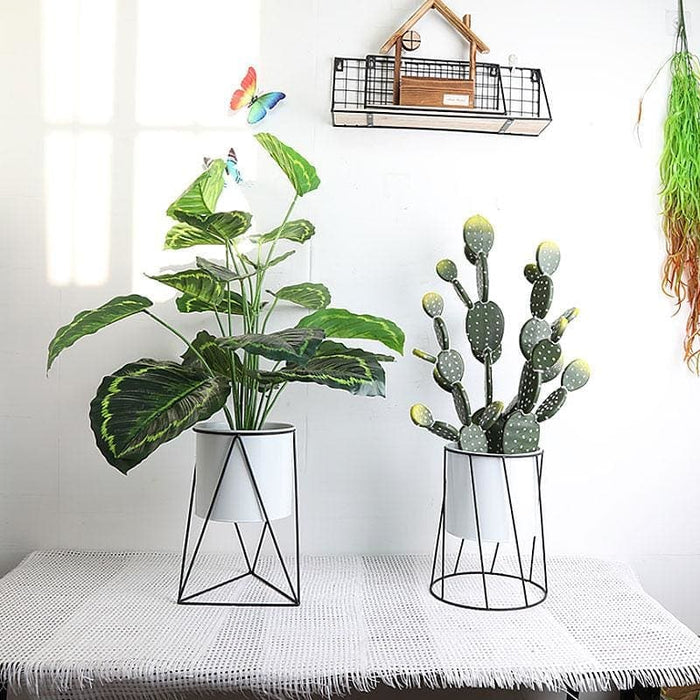 Coprivaso Per Piante In Ceramica Triangolare Bianco