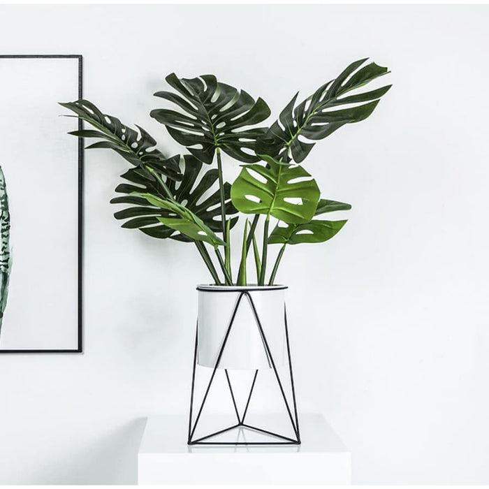 Coprivaso Per Piante In Ceramica Triangolare Bianco