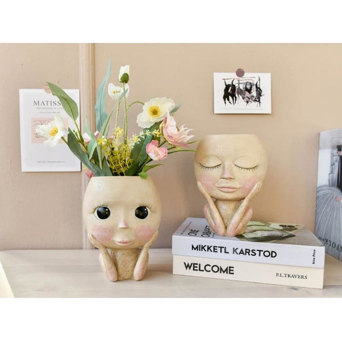 Vaso Per Piante Su Stand Donna Occhi Aperti