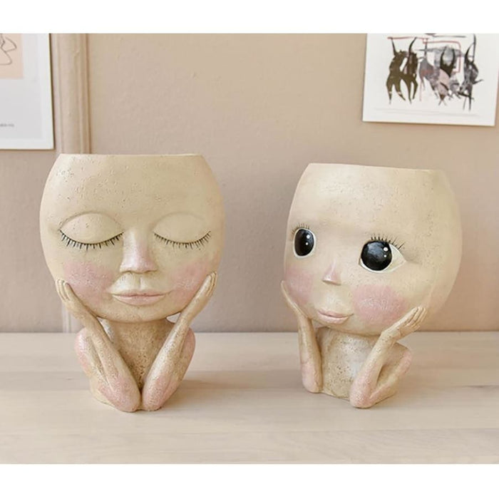 Vaso Per Piante Su Stand Donna Occhi Aperti