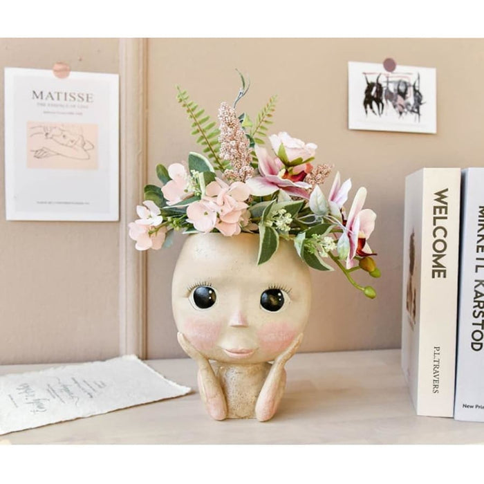 Vaso Per Piante Su Stand Donna Occhi Aperti