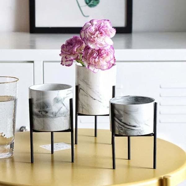 Coprivaso Per Piante In Ceramica Per Interni In Bianco E Nero