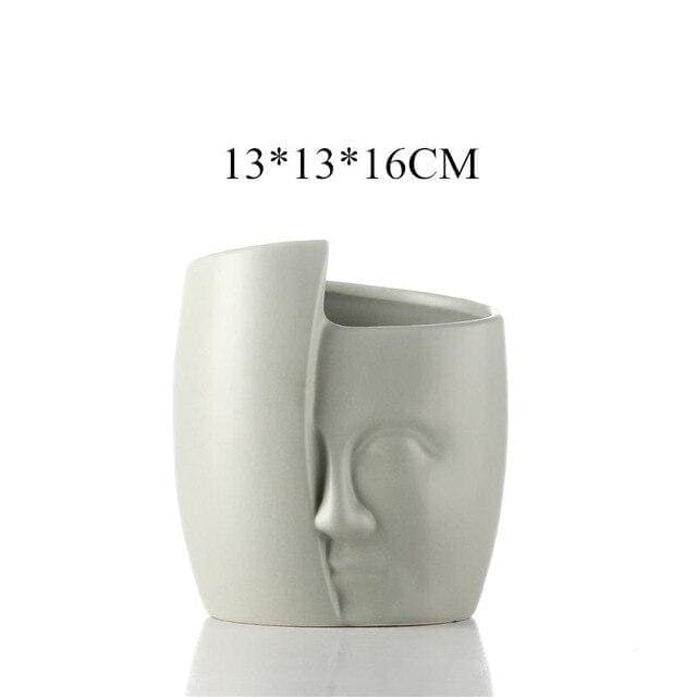 Fioriera Bianca Con Faccia Nascosta