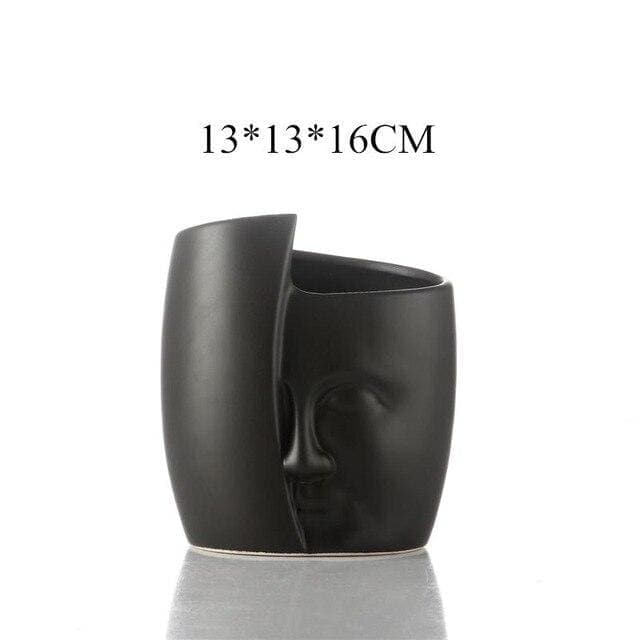 Fioriera In Piedi Nera Con Faccia Nascosta