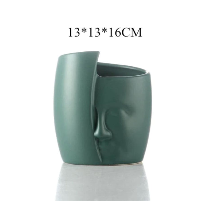 Fioriera In Piedi Con Faccia Nascosta Verde Smeraldo