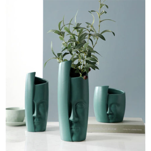 Fioriera In Piedi Con Faccia Nascosta Verde Smeraldo