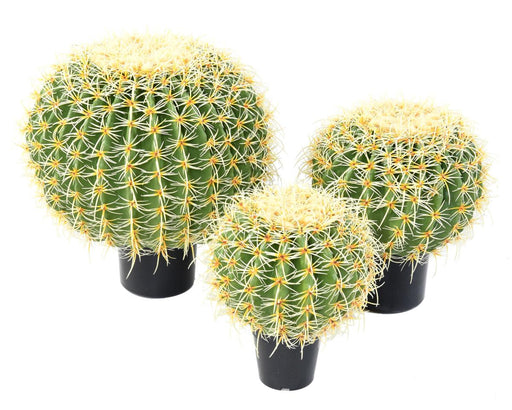 Cactus Artificiale Rotondo 40 Cm Pianta Da Interno Verde Giallo