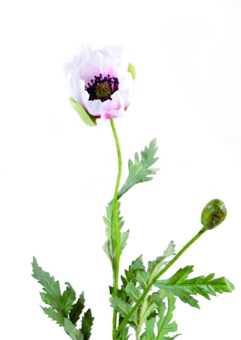 Papavero Artificiale Bianco 66Cm Fiore Di Campagna