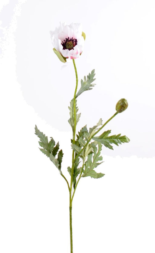 Papavero Artificiale Bianco 66Cm Fiore Di Campagna