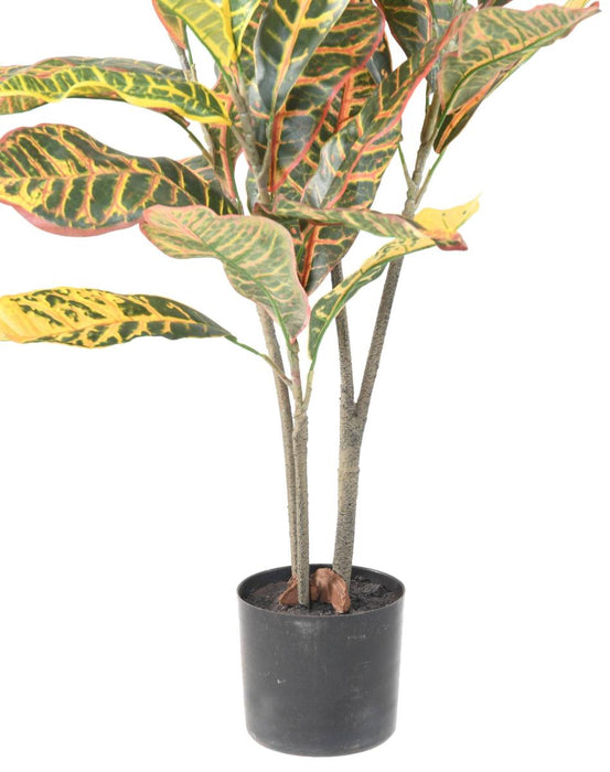 Croton Artificiale H.100Cm Per Decorazione Interni