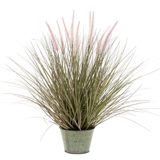 Erba Pennisetum Artificiale Smeraldo 58 Cm In Vaso Di Zinco