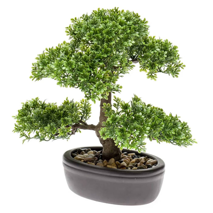 Smeraldo Mini Ficus Artificiale Bonsai Verde 32 Cm
