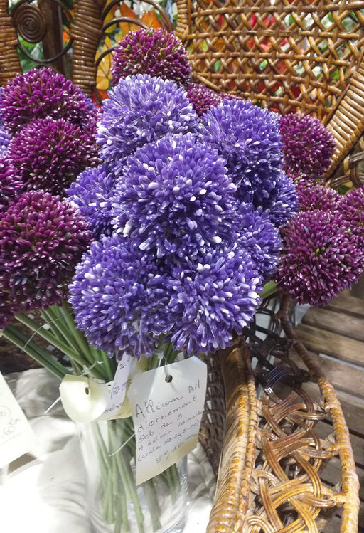 Set Di 3 Fiori Artificiali Allium Lavanda Da 46 Cm