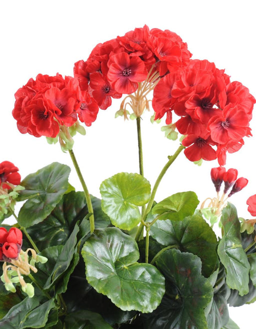Geranio Rosso Artificiale 5 Teste Paletto Da 40Cm