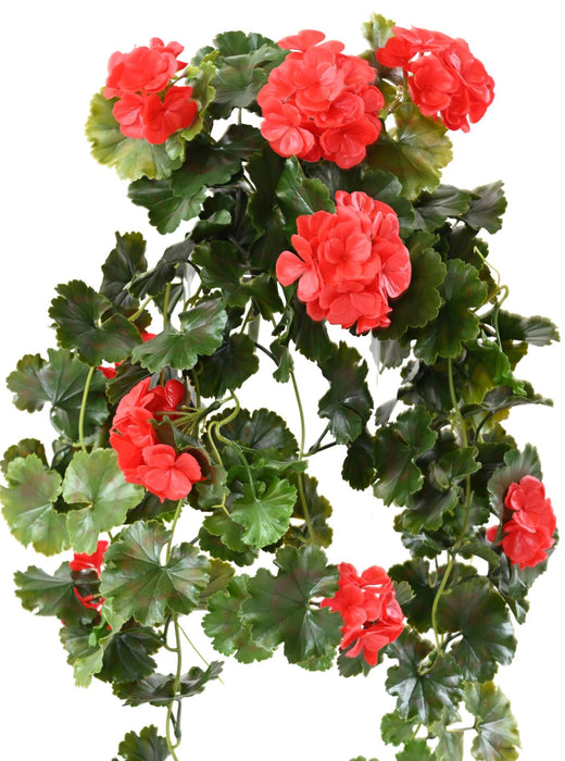 Geranio Rosso Uv Artificiale 10 Teste 65Cm Per Esterno
