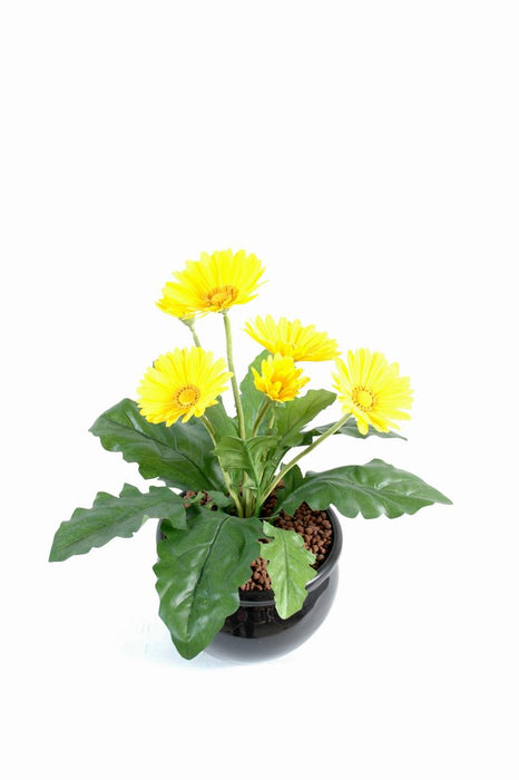 Gerbera Artificiale Gialla Fiore Da 25 Cm Su Paletto