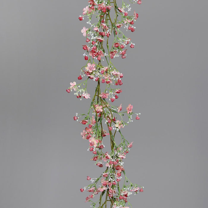 Ghirlanda Di Fiori Artificiali Gypsophila Rosa 120Cm