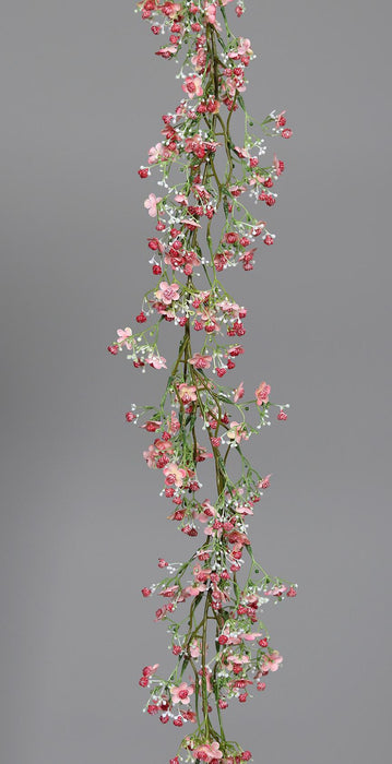 Ghirlanda Di Fiori Artificiali Gypsophila Rosa 120Cm