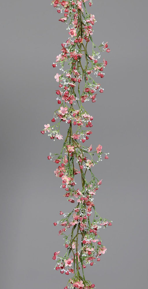 Ghirlanda Di Fiori Artificiali Gypsophila Rosa 120Cm